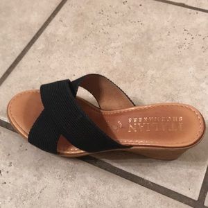 Black wedge sandals